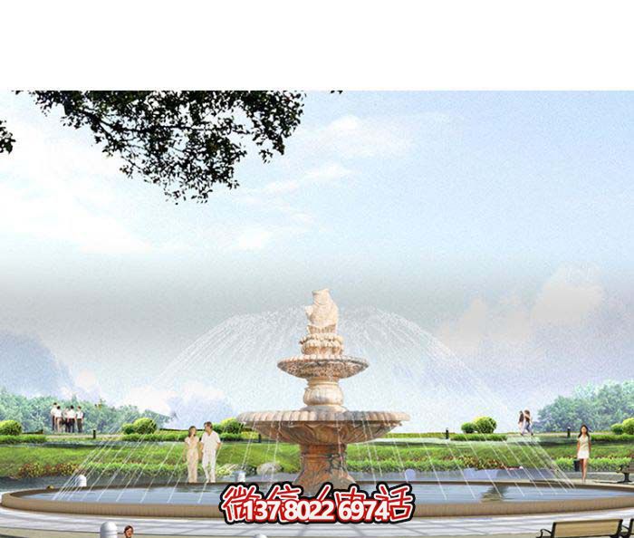 精美漢白玉噴泉，石雕鯉魚(yú)雕塑擺放
