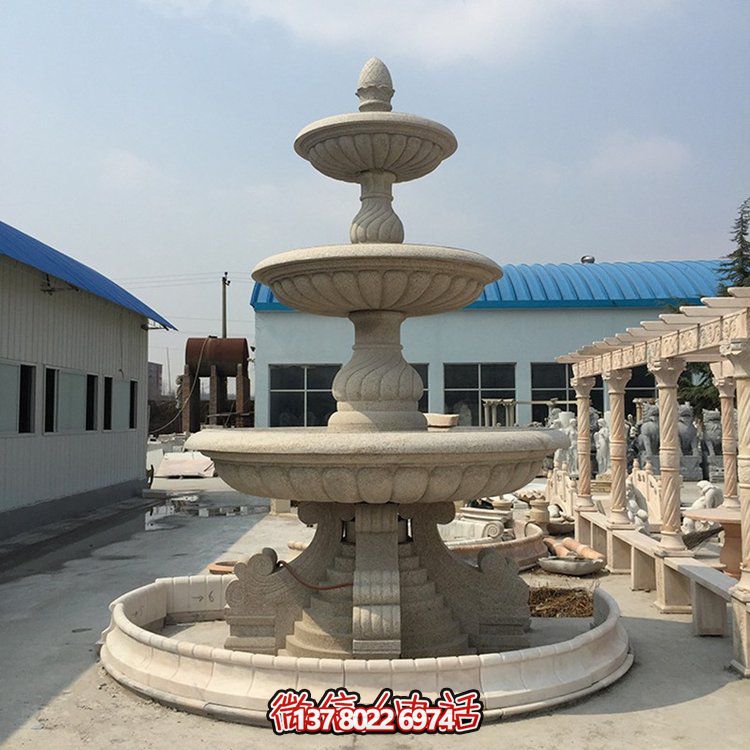 精美花崗巖石雕景觀噴泉，大型層流水花大理石雕塑