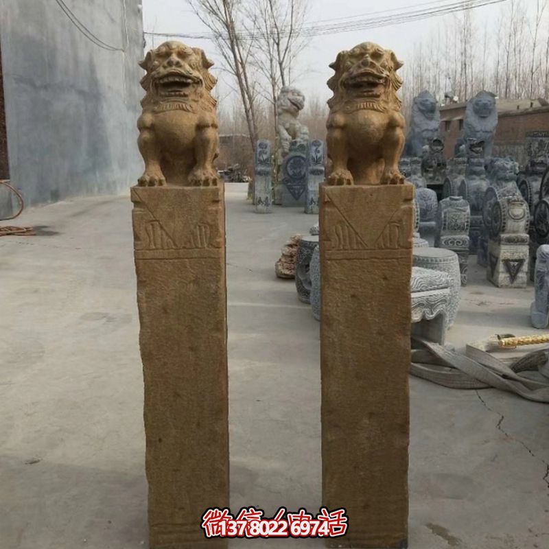 砂巖拴馬柱擺件，為你的寺廟門口增添優(yōu)雅氣息