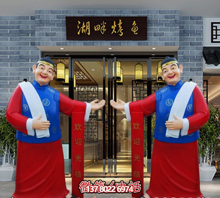 玻璃鋼精美彩繪迎賓雕塑，為您的酒店門(mén)口增添藝術(shù)氣息