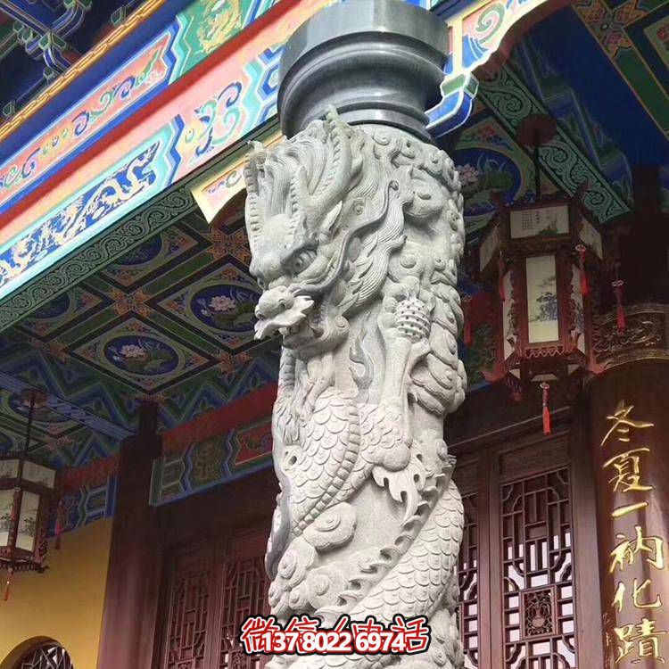精美仿古園林，花崗巖石龍盤柱點(diǎn)綴