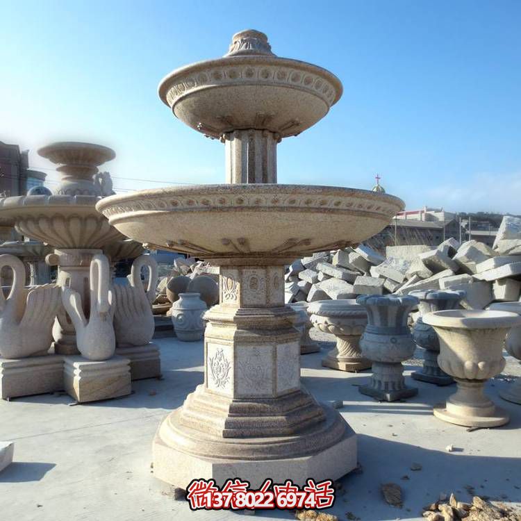 歐式黃銹石噴泉流水轉(zhuǎn)動(dòng)球，點(diǎn)綴酒店會(huì)所景觀