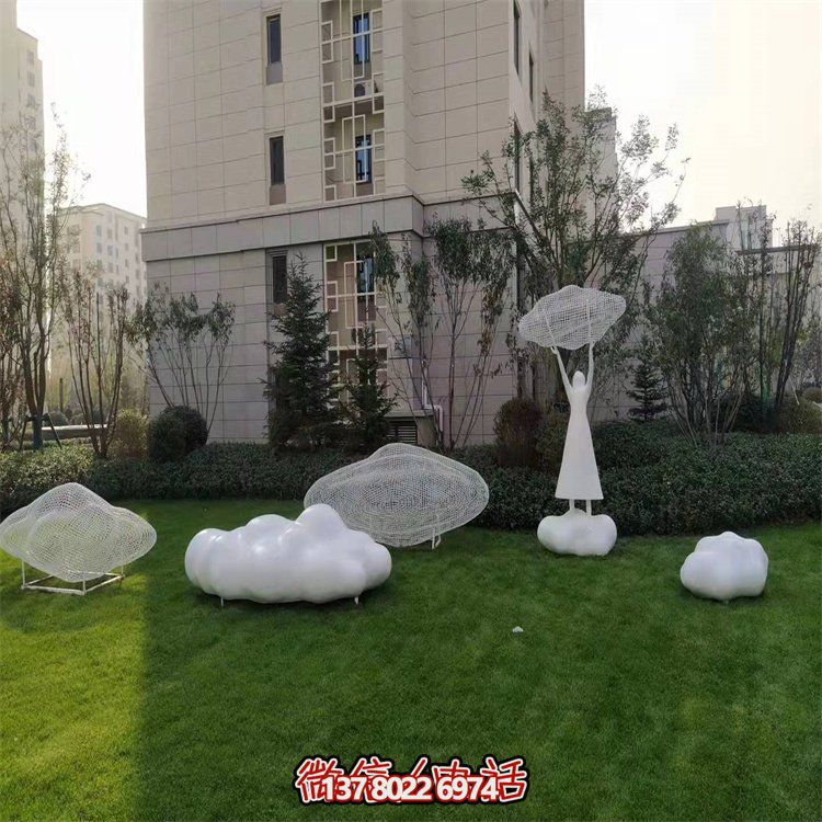 不銹鋼創(chuàng)意鏤空戶外園林祥云雕塑——美景美事，祈愿福氣
