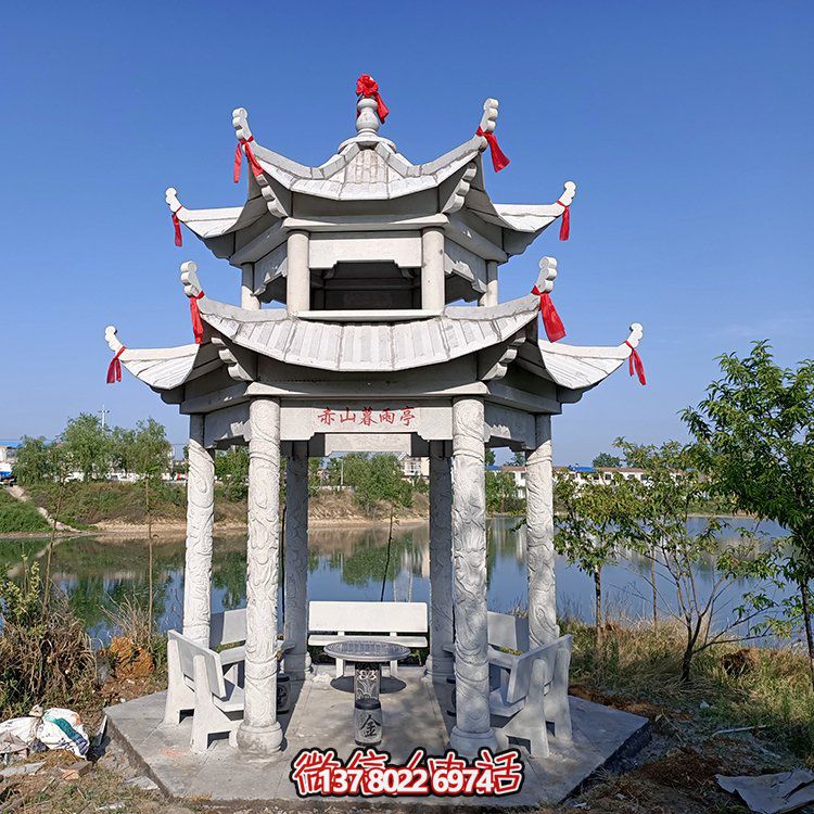 古典風(fēng)格仿古青石二層涼亭，提升園林戶外休息體驗(yàn)