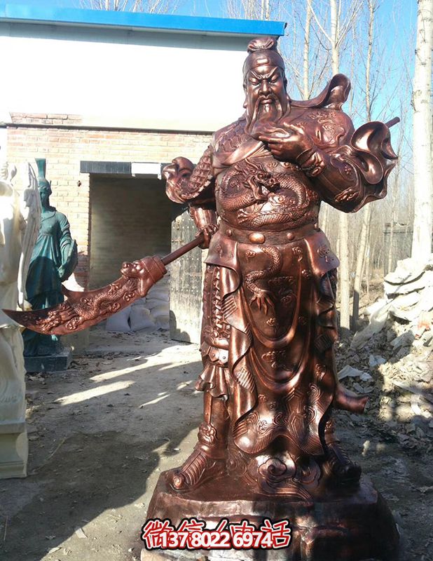 玻璃鋼仿銅景觀關(guān)公雕塑，大型戶外景區(qū)裝飾