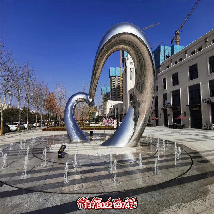 不銹鋼圓形雕塑精致工藝，拋光鏡面，抽象藝術(shù)