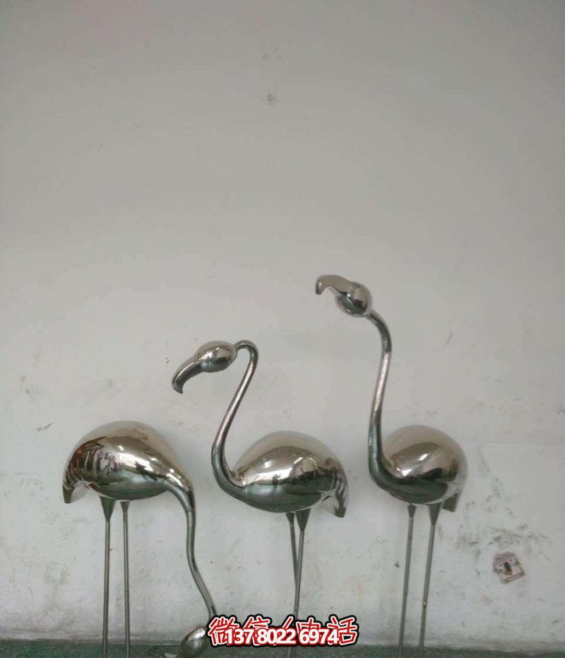 不銹鋼火烈鳥雕塑，拋光精美