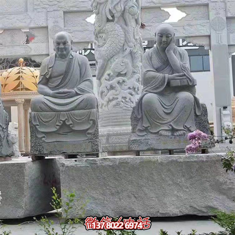 大型戶外石雕佛像雕塑，裝點(diǎn)美麗的寺院園林