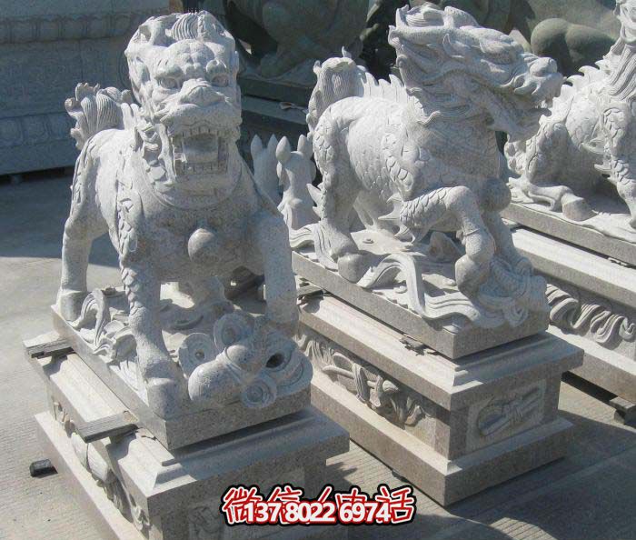 精美大理石石雕麒麟雕塑，一件精致的家居裝點(diǎn)品