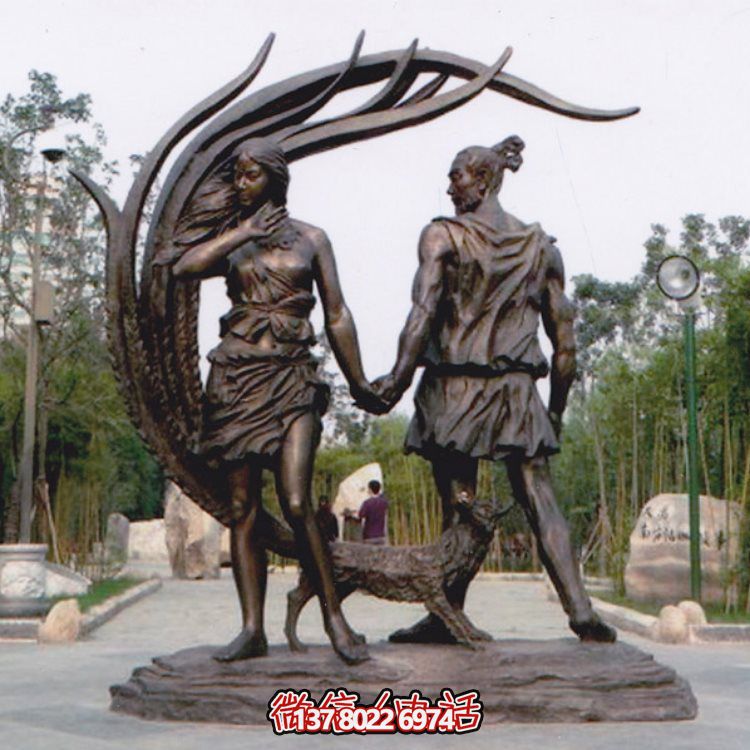 玻璃鋼仿銅人物雕塑完美點(diǎn)綴園林廣場