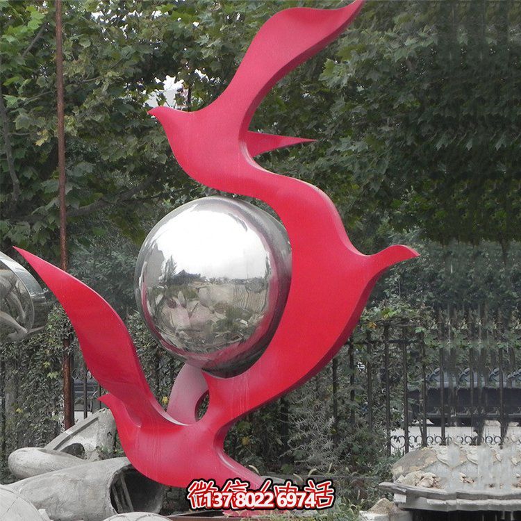不銹鋼抽象鴿子雕塑，為您的園林景觀增添高雅氣息