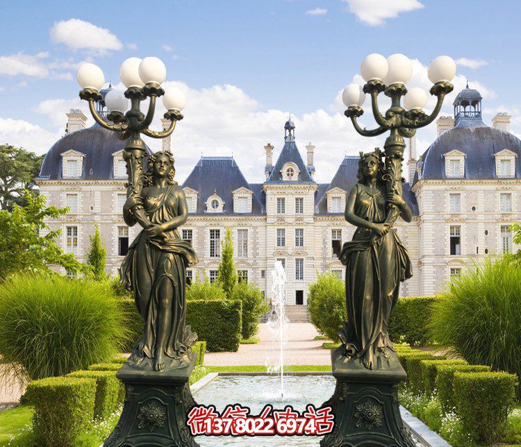 西方風(fēng)格別墅景觀(guān)裝飾，銅雕女性雕塑