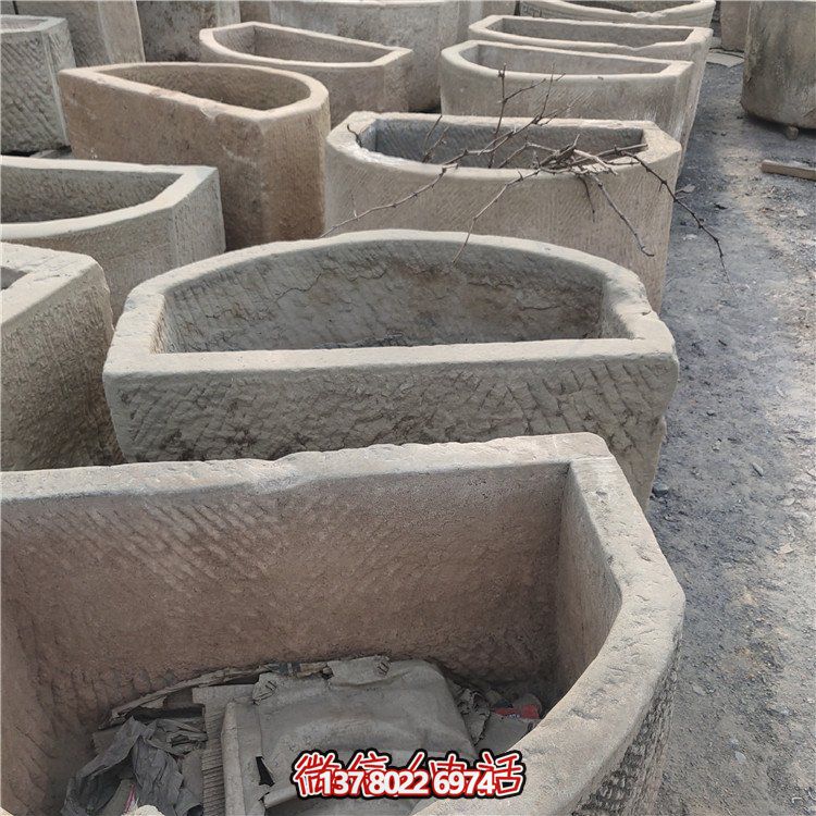 經(jīng)典老石雕，精美大理石槽，美化園林景觀