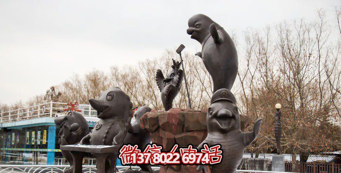 不銹鋼海豚雕塑，個(gè)性創(chuàng)意花園裝飾