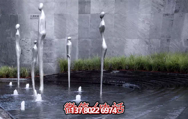 不銹鋼抽象噴泉雕塑，景觀創(chuàng)意裝置
