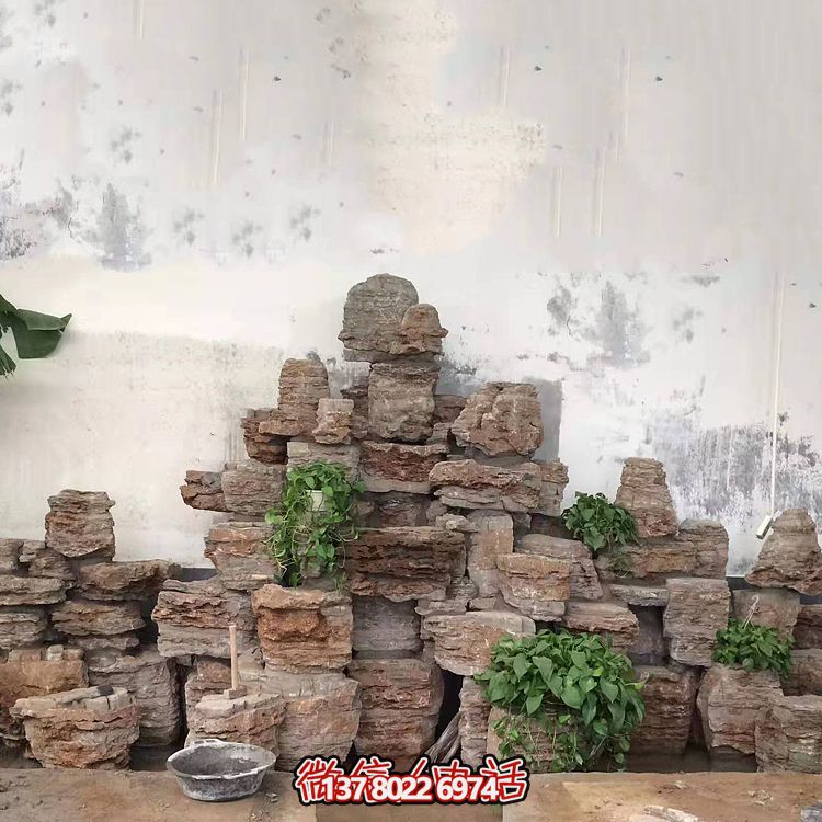 室內景觀設計，精美石雕塑擺放奇石假山