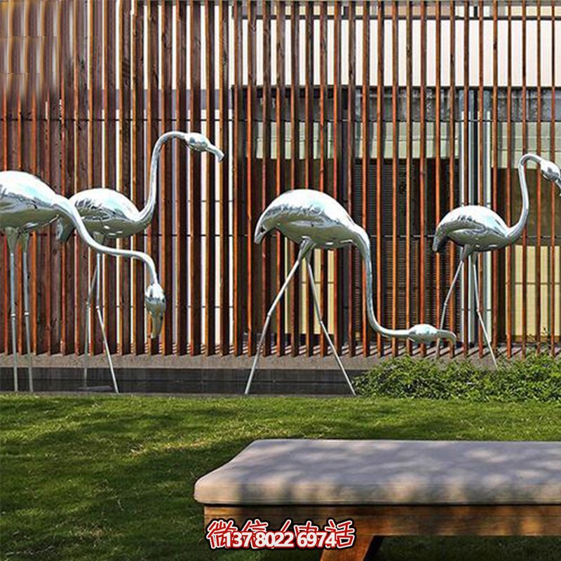 公園休閑裝飾，精美不銹鋼雕塑火烈鳥