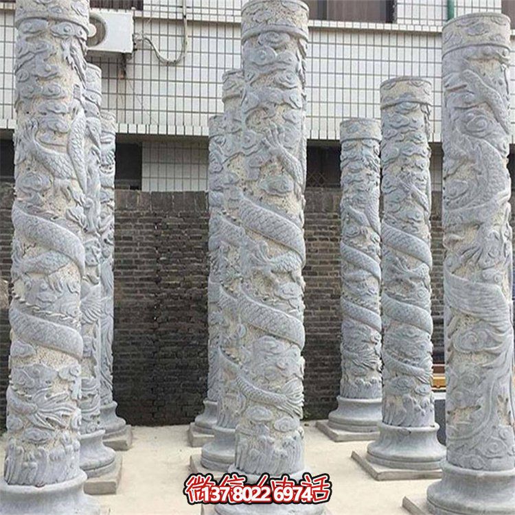大理石石雕龍柱雕塑，美化戶外景觀