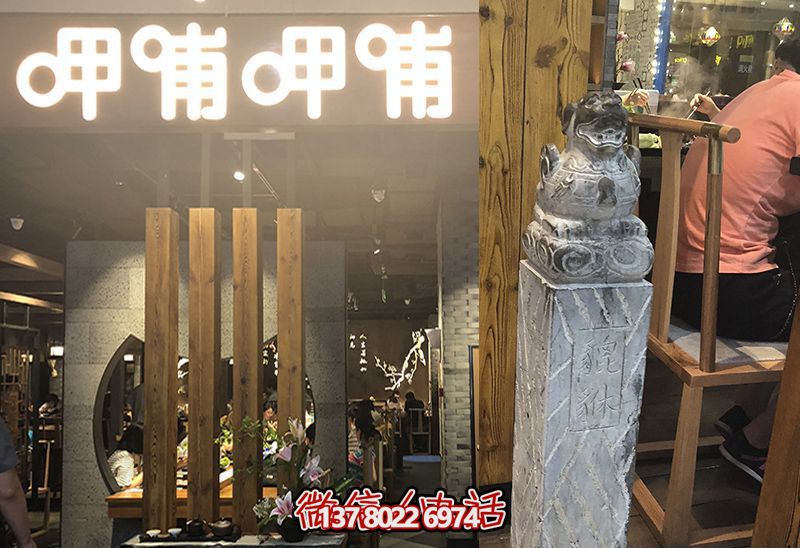 馬柱雕塑，為飯店室內(nèi)裝飾添彩