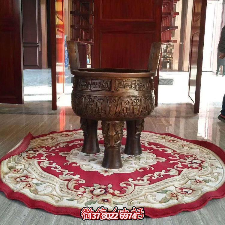純銅鼎仿古香爐擺件，圓潤家居裝飾