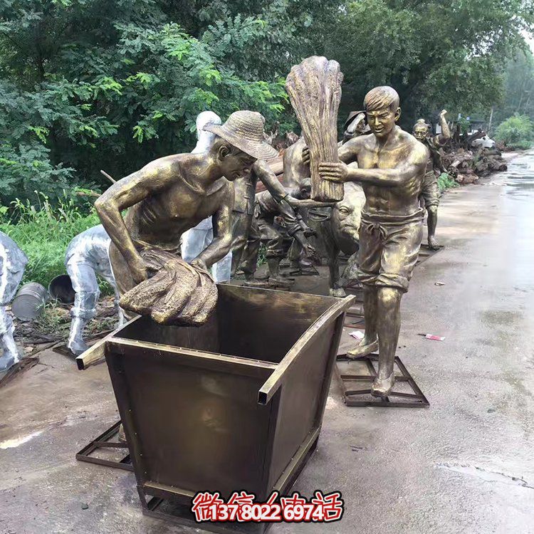 中國(guó)民俗——打麥子、勞動(dòng)、人物雕塑