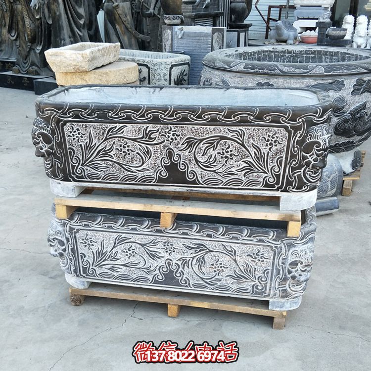 青石老招財(cái)裝飾景觀養(yǎng)魚(yú)石槽