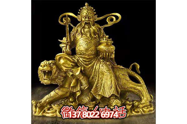 鎏金財神雕塑，招財進(jìn)寶
