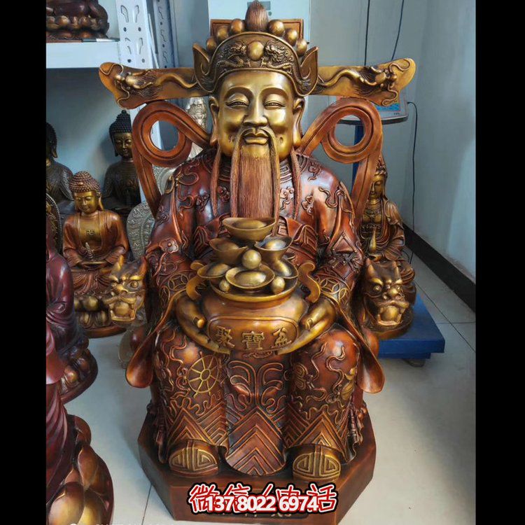 家用純銅鍛造財(cái)神爺?shù)袼堋?cái)源滾滾，祝福財(cái)運(yùn)永久