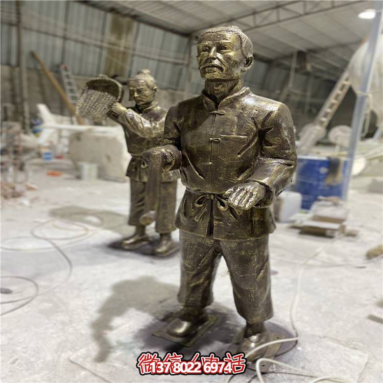 仿銅人物雕塑，玻璃鋼民俗裝飾