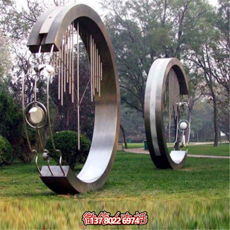 不銹鋼圓環(huán)創(chuàng)意雕塑，點亮園林景觀裝飾