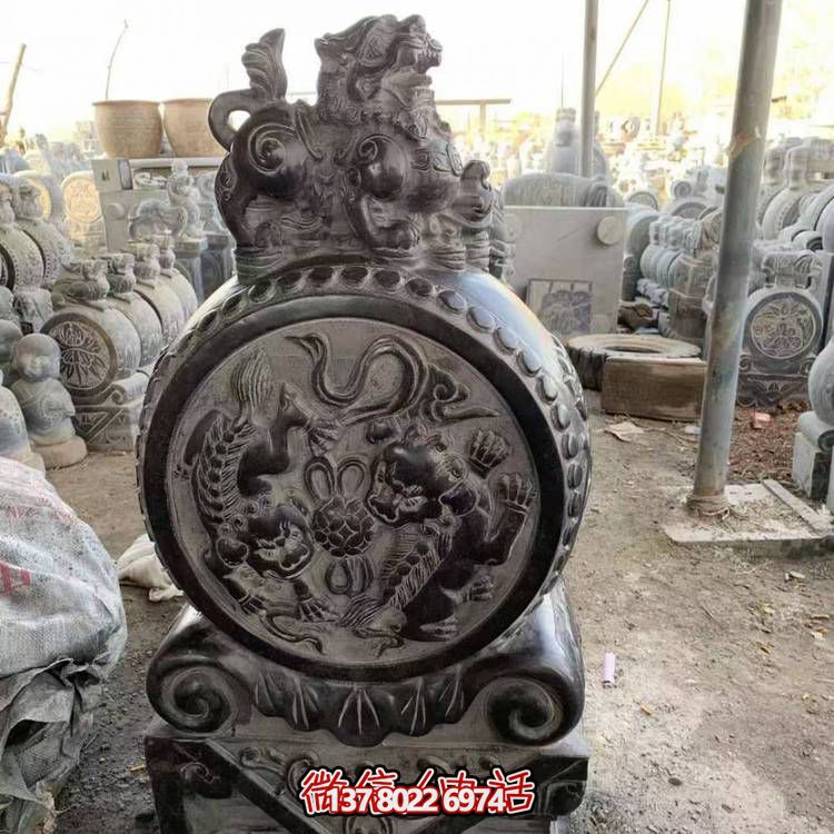 仿古青石石雕抱鼓雕塑，裝點庭院門口