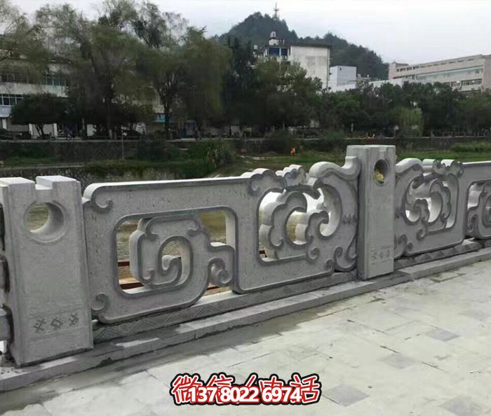 復(fù)古鏤空花紋欄桿，防護(hù)河道街邊青石