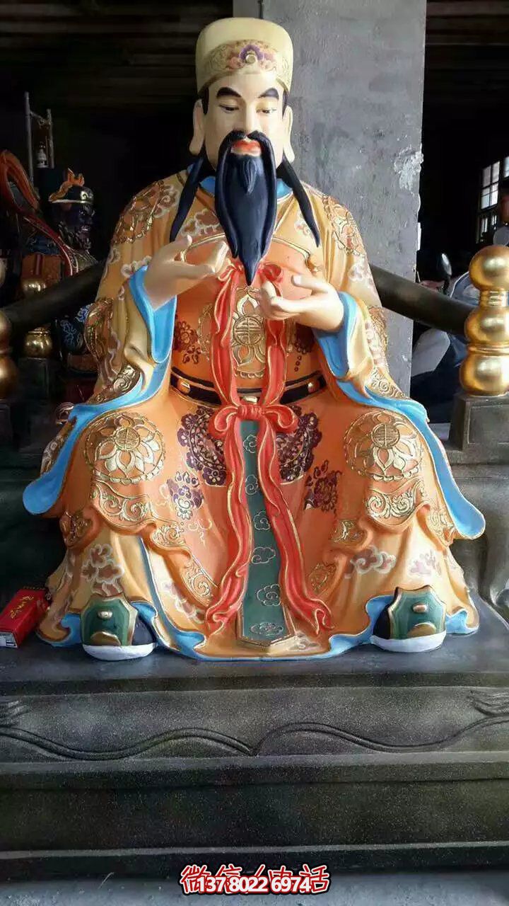 精美供奉財神雕塑，玻璃鋼彩繪絢麗奪目