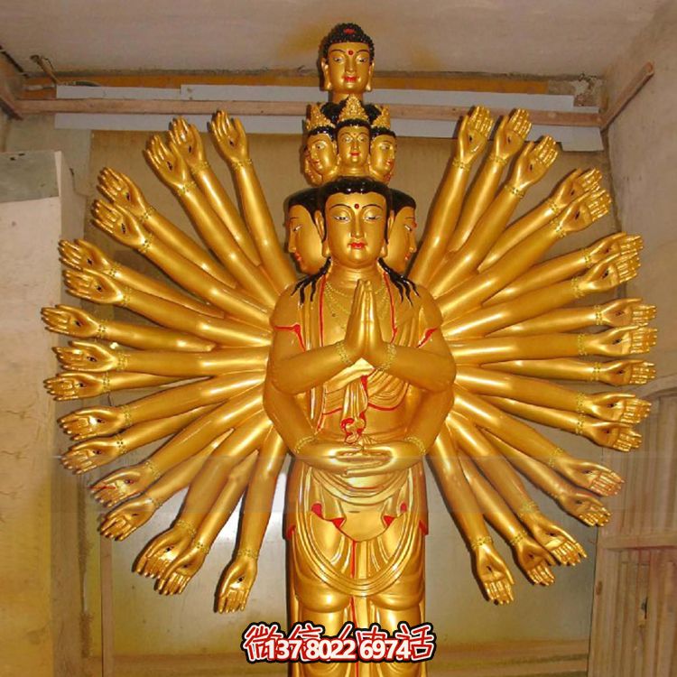 鎏金千手觀音大型雕塑，精美絕倫，醉人心魄