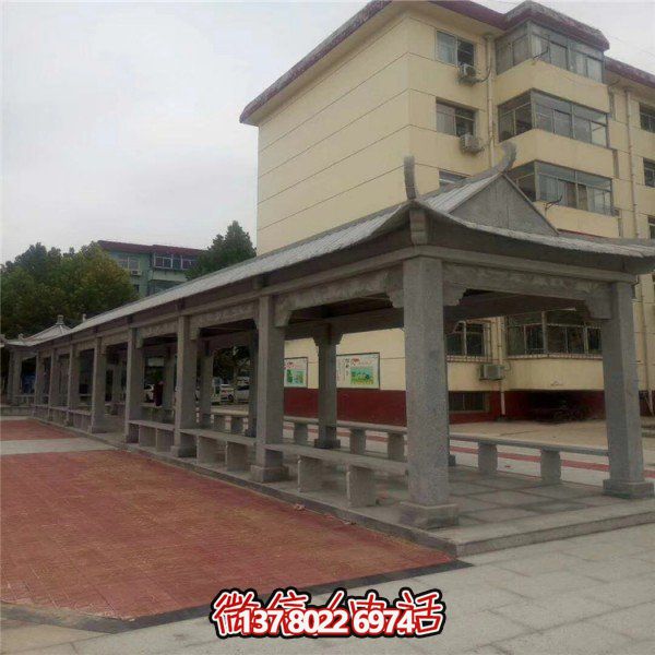仿古建筑石雕長廊亭子，打造文化小區(qū)廣場雕塑