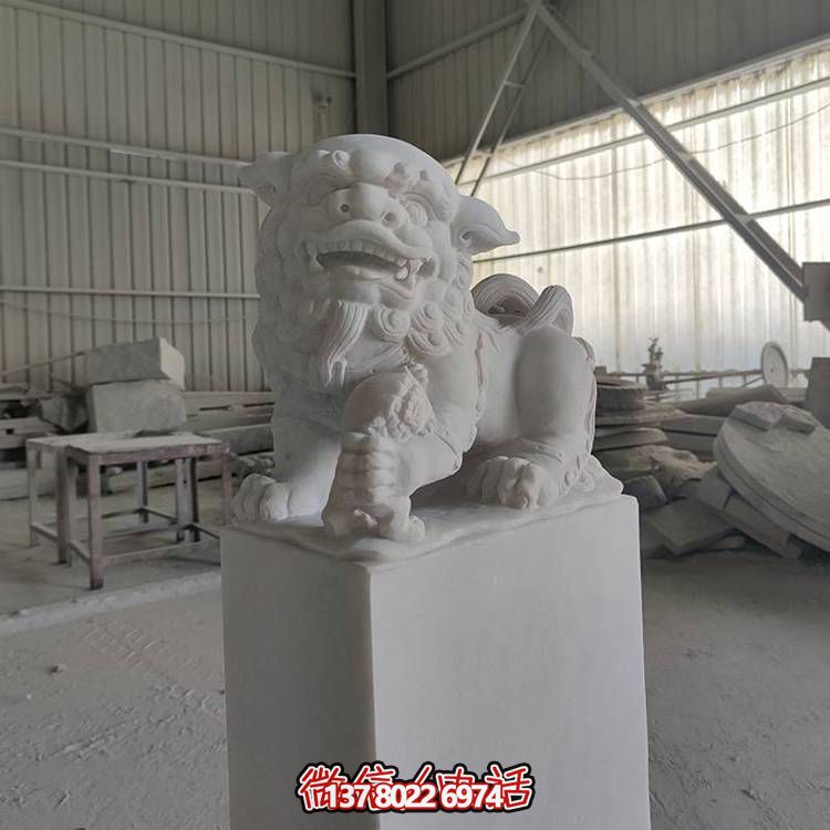 精美大理石石雕石獅子擺件，裝點庭院門口