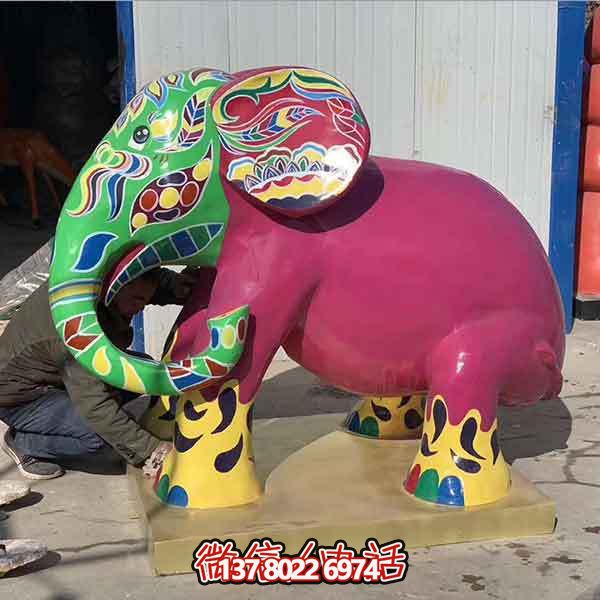 玻璃鋼雕塑大象，彩繪園林景觀