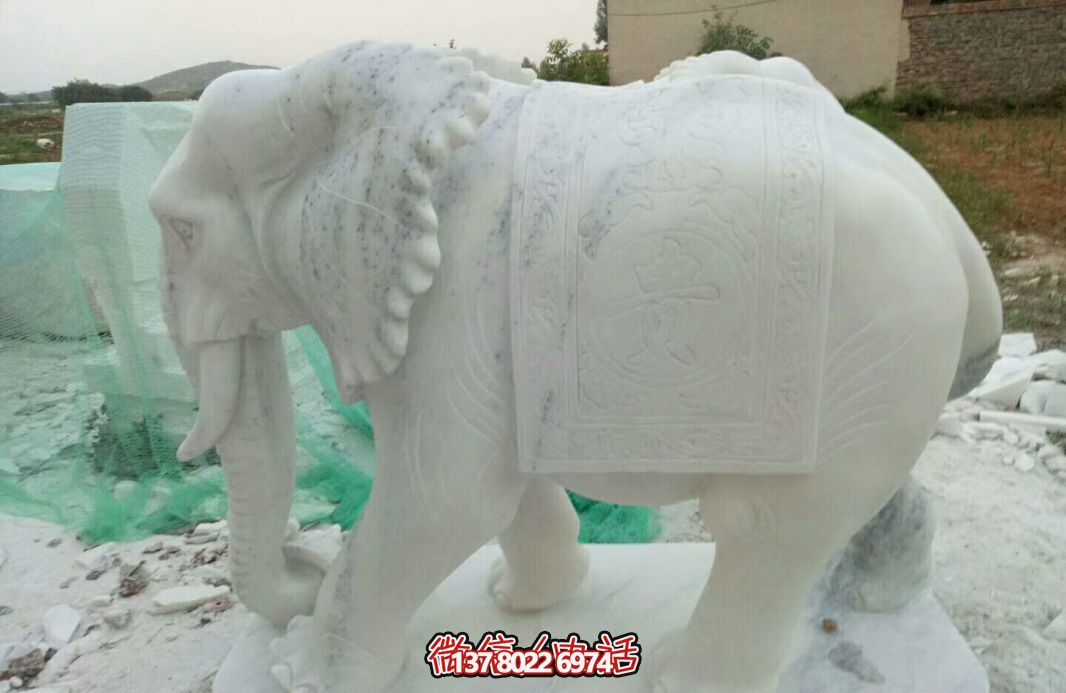 經(jīng)典漢白玉大象雕塑，戶外空間創(chuàng)意裝飾