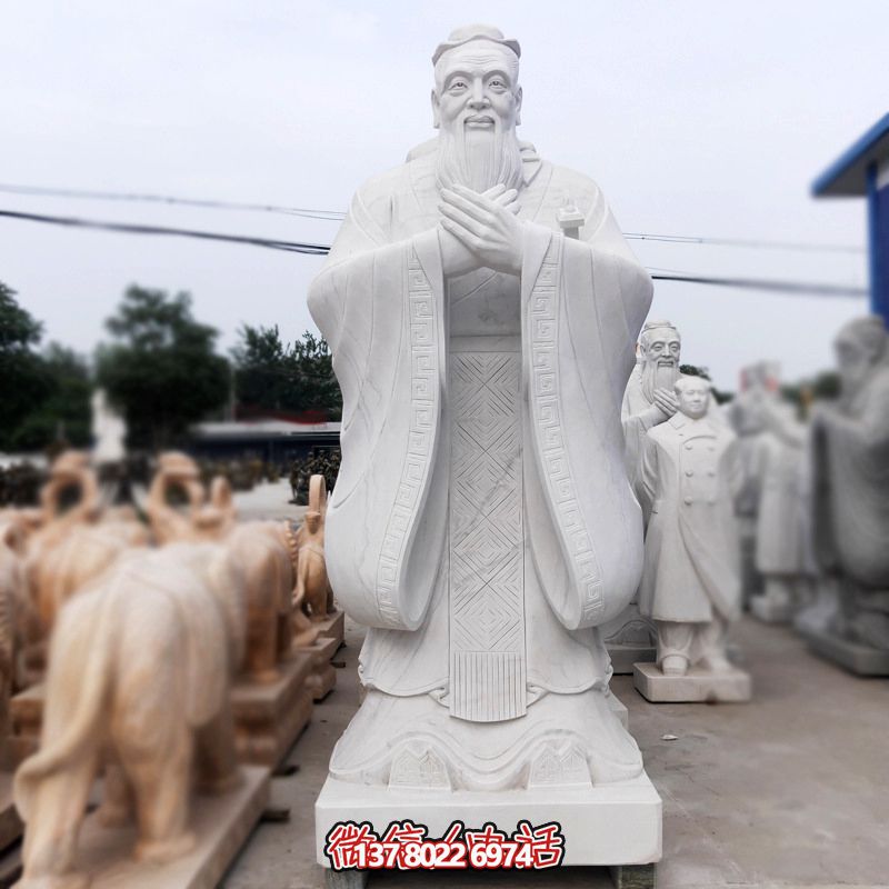 漢白玉孔子雕塑傳承中華文化，融入創(chuàng)意景區(qū)