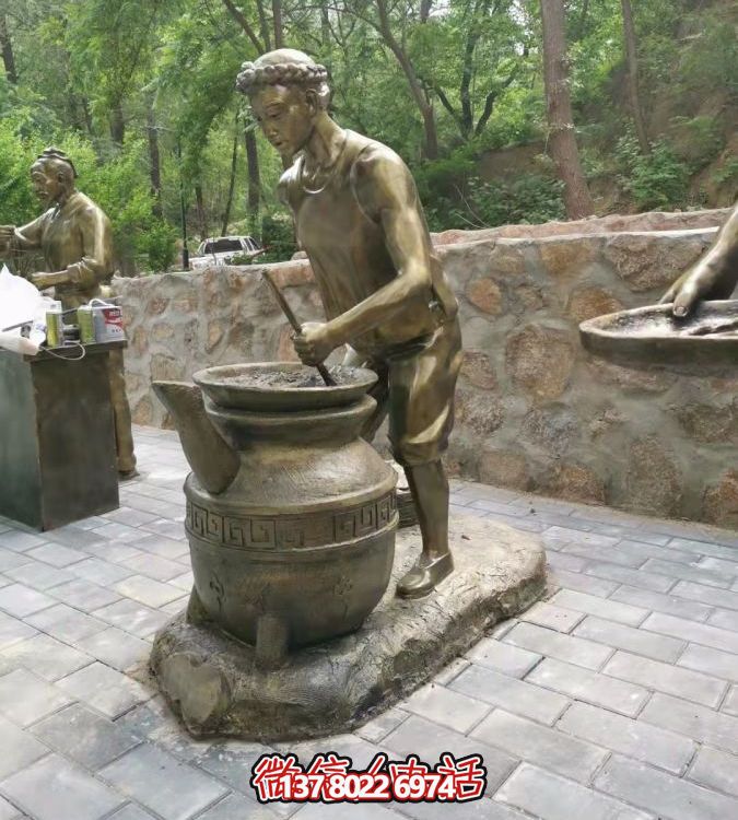 仿銅情景人物玻璃鋼雕塑，環(huán)境美化街道戶外小品