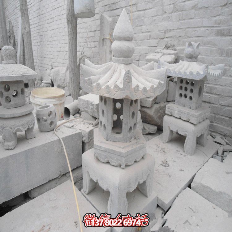 精美石燈鏤空大理石裝飾擺件，點(diǎn)亮你的漢白玉庭院