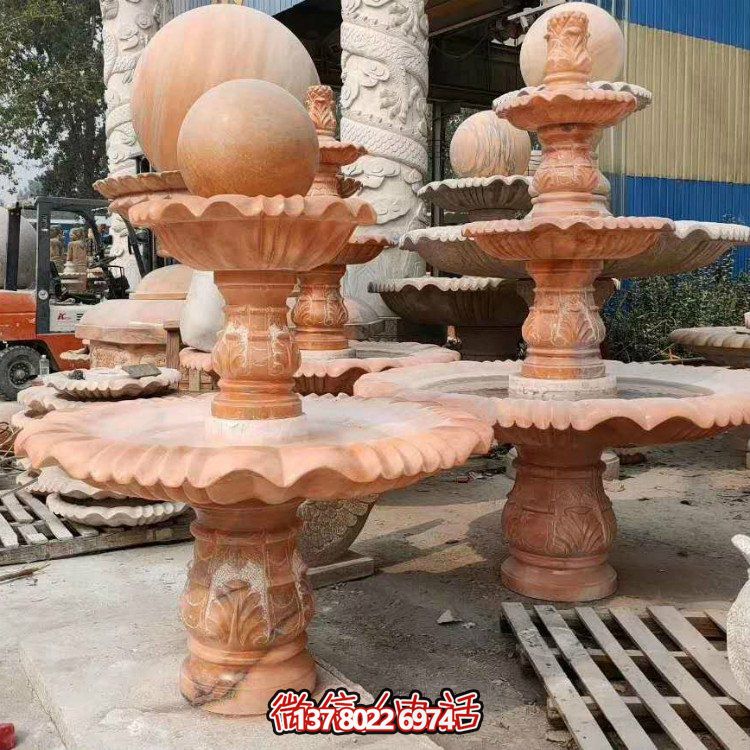 紅晚霞中式二層風(fēng)水球，讓你的庭院擺放流水轉(zhuǎn)運(yùn)風(fēng)水