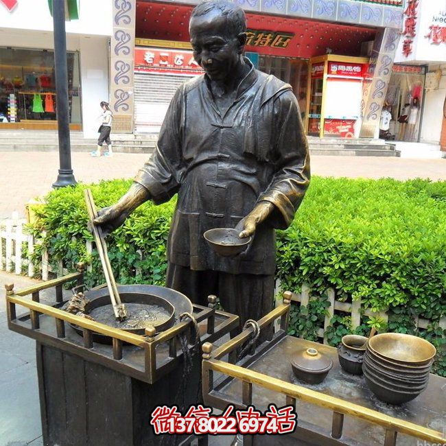 仿銅人物玻璃鋼小吃，給你無與倫比的景區(qū)體驗