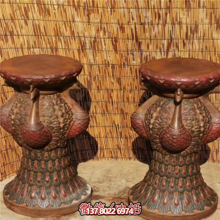 手工民俗精美青石孔雀花幾花架，打造寧?kù)o優(yōu)雅的庭院室內(nèi)擺件