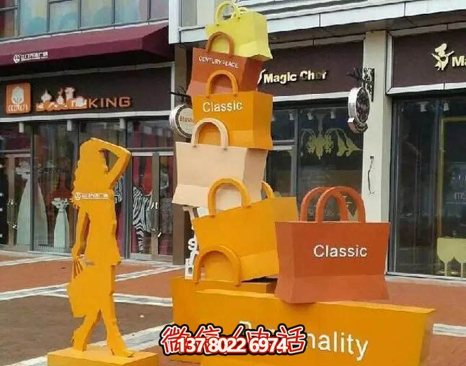 不銹鋼購物袋雕塑，讓您的商業(yè)街路邊擺放更具藝術(shù)感