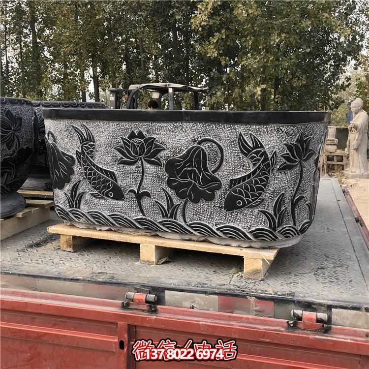 精美青石雕刻橢圓花盆，打造完美庭院戶外環(huán)境