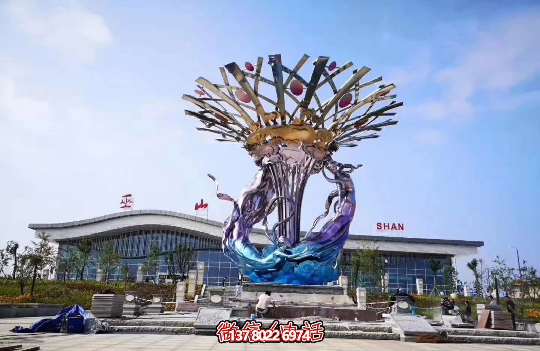 玻璃鋼美人魚雕塑，給廣場帶來彩繪跳舞美景