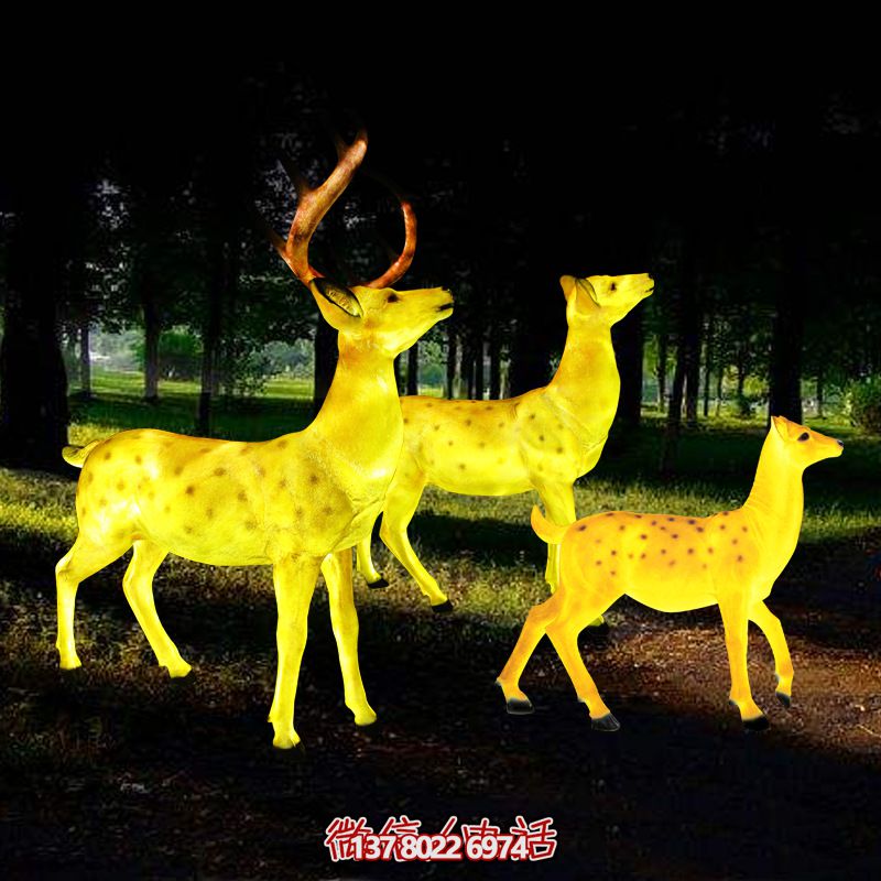 玻璃鋼梅花鹿雕塑照明，點(diǎn)亮夜晚的創(chuàng)意廣場(chǎng)