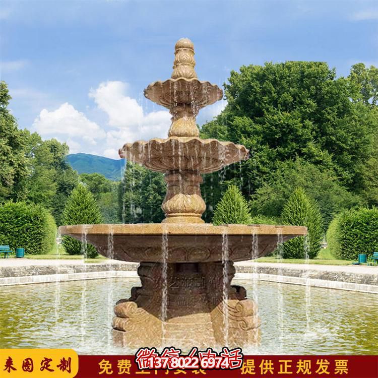 流水紅晚霞，石雕戶外景區(qū)擺件