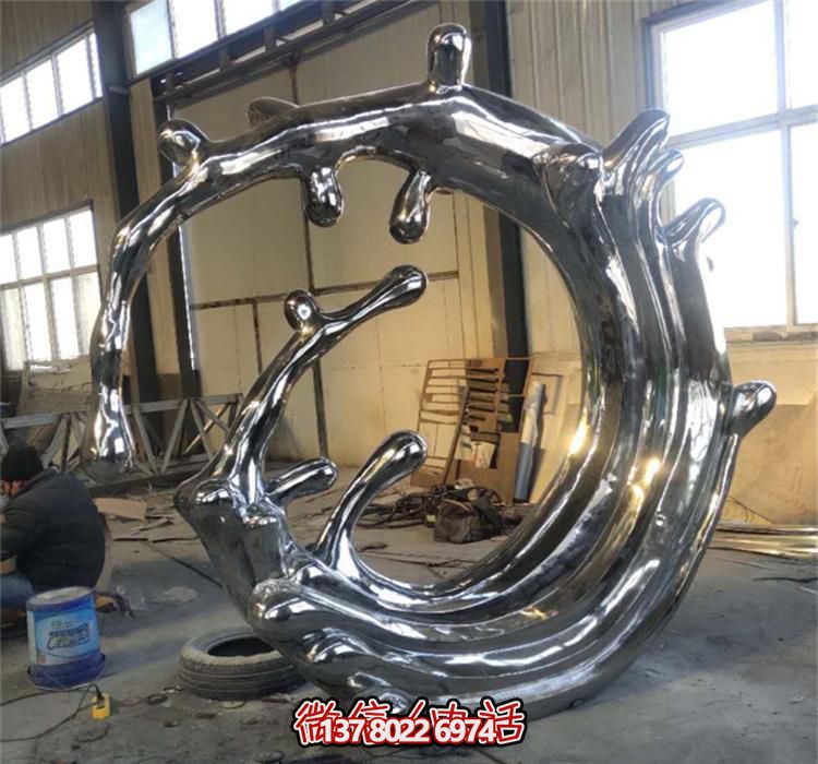 不銹鋼海浪雕塑，鏡面裝飾公園